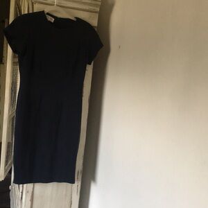 Jones New York, 100 percent silk , lined dark blue dress , size 4P